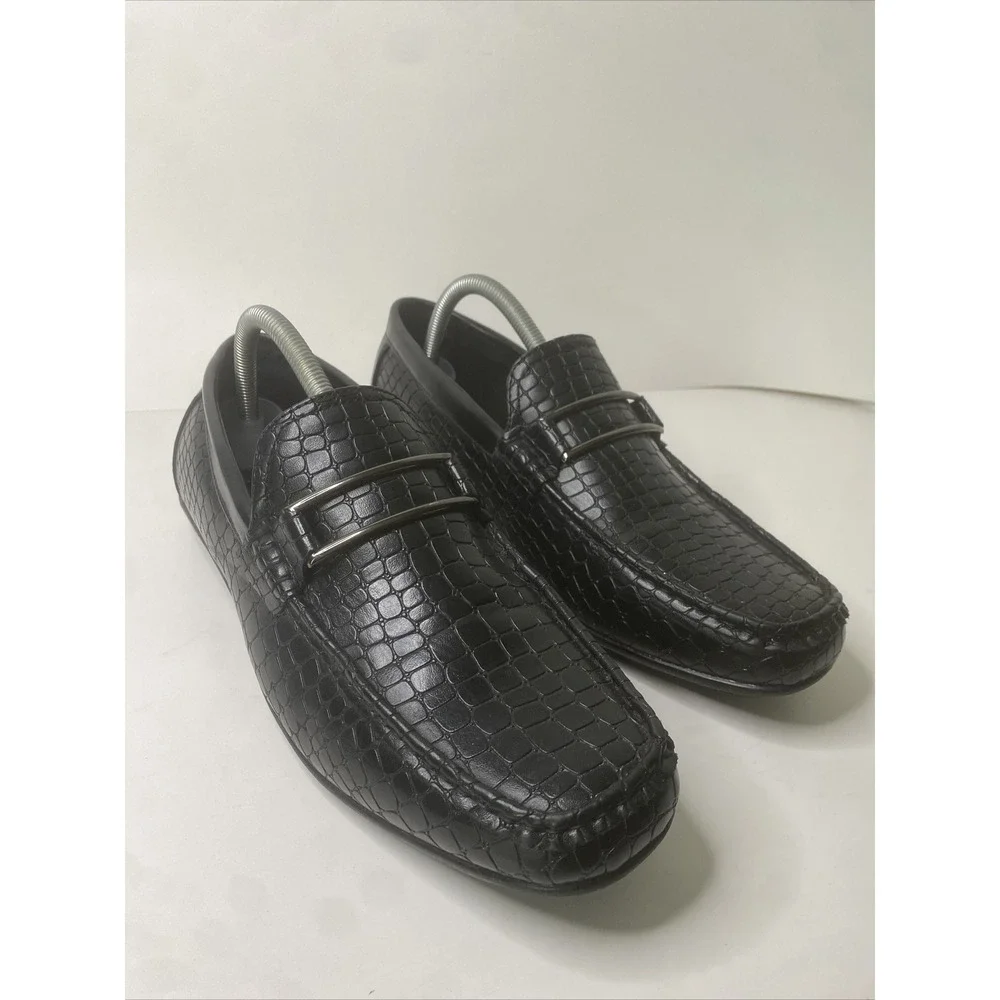 STACY ADAMS Black Driving Mocs Slip On Loafer Casual Dress Shoes Mens‎ 10M GREAT